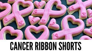 COOKIE DECORATING #shorts // Breast Cancer Ribbon Sugar Cookies