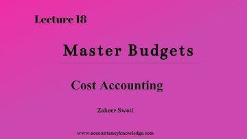 Lecture 18: Master Budgets   I  Cost Accounting Workbook Practice   I   Zaheer Swati