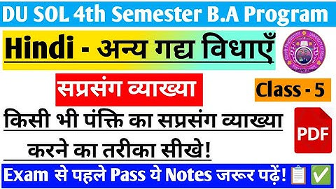 DU SOL 4th Semester B.A Program Hindi - अन्य गद्य विधाएँ Important Question With Answers Notes📋💯