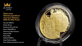 Zlatá Mince 5000 Kč Městská Památková Rezervace Olomouc 2024 Proof