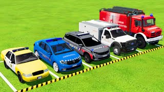 POLICE CARS, AMBULANCE VEHICLE, FIRE DEPARTMENT TRANSPORTING WITH MAN TRUCKS ! Farming Simulator 22