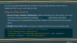 Resolving JDBC Issues: Why Your Third SELECT Statement Isn't Working