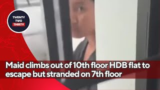 Maid climbs out of 10th floor HDB flat stranded on 7th floor before police rescue