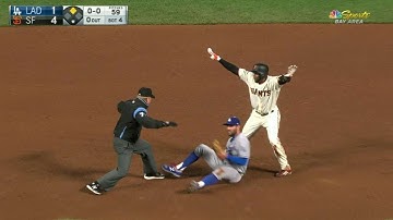 LAD@SF: Nunez plates two on an infield single