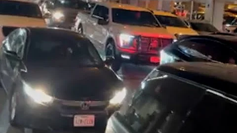 Post-holiday travel traffic jam at DFW Airport