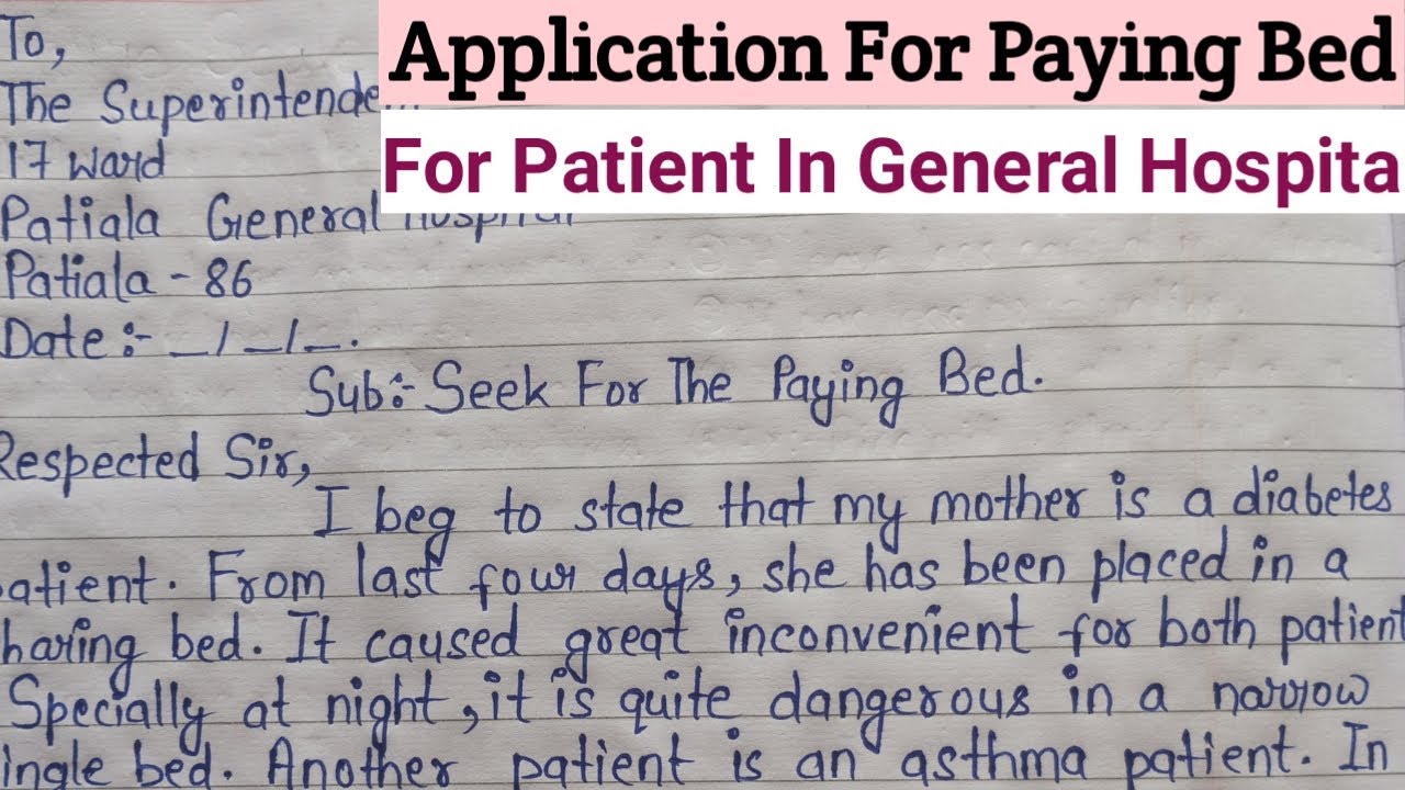 Application For Bed In Hospital In English Seeking Bed In Hospital