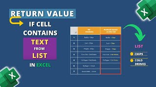 How to Return Value in Excel If Cell Contains Text from List