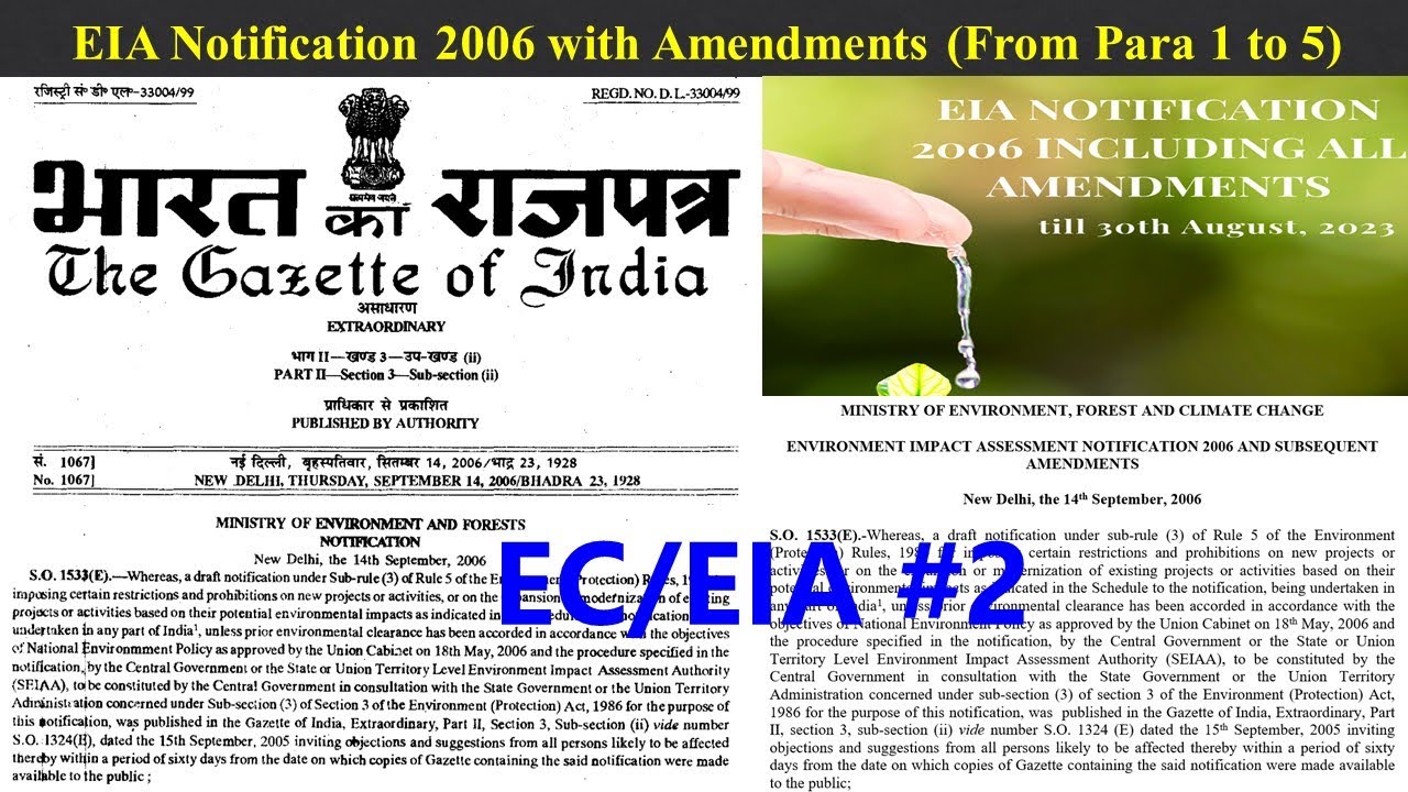 95 || EIA Notification 2006 with amendments (From Para 1 to Para 5 ...
