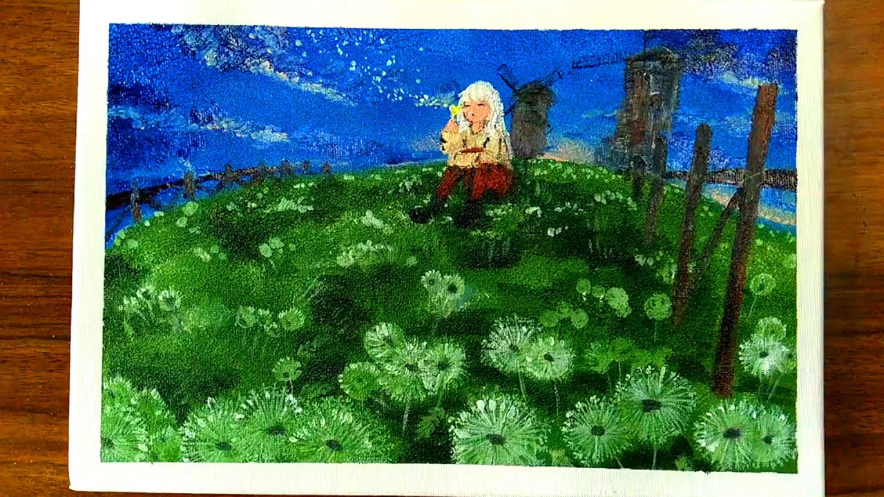 初学者绘画：夜晚孤独的女孩|丙烯颜料|简单的绘画#013 - YouTube