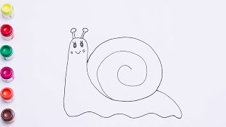Happy Snail Drawing & Coloring For Kids,Toddlers,Children - Learn Colors With Drawing
