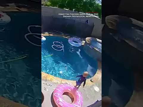 Dad rushes to save his 1-year-old who falls in pool