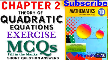 Important MCQS, Unit 2, THEORY OF QUADRATIC EQUATIONS, 10TH Maths, Important Mcqs for board Exams