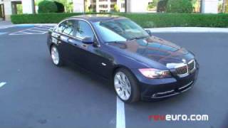 BMW 335i sedan monaco blue walk around