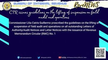 CIR issues guidelines on the lifting of suspension on field audit and operations