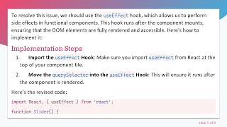Solving the document.querySelector Not Working Issue in Your React Component