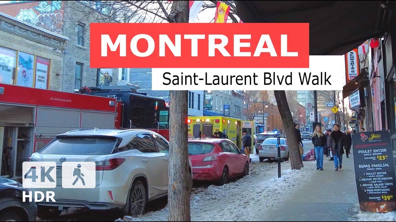 [ 4K ] Saint-Laurent Boulevard ❄️ Winter 2025 Relaxing Walking Tour | Montreal, Quebec, Canada 🇨🇦