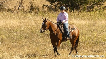 A Special RL - big, beautiful mare trail riding with young Cowgirl! - ValleyViewRanch.net