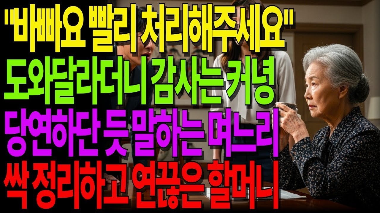 도와달라더니 감사는 커녕 ‘빨리 처리하라’는 며느리… 그날, 저는 모든 걸 정리했습니다 #노후사연 #오디오북 #사연라디오 #노년의지혜 #가족갈등