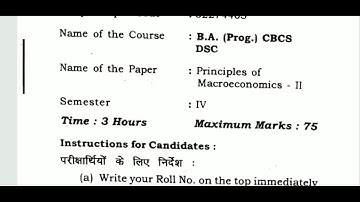Principle of Macroeconomics-II || B.A (Prog.) CBCS DSE || DU Previous year Question paper 2019