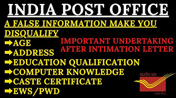 GDS IMPORTANT UNDERTAKING AFTER INTIMATION LETTER || @IndiaPostOfficeGDSCORNER