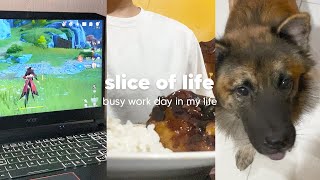 🎭 slice of life — working, cooking meals & playing genshin impact