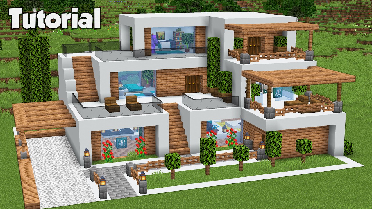 ⁣Minecraft: How to Build a Modern House Tutorial (Easy) #41 - Interior in Description!