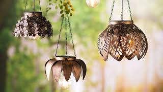 Antiqued Metal Hanging Indoor/Outdoor Flower Lights