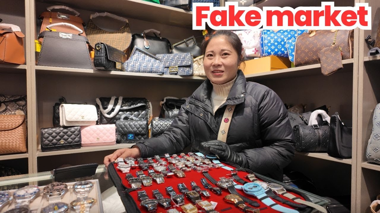 Black man inside China fake market, shanghai. on an Adventures! to check the quality and the price