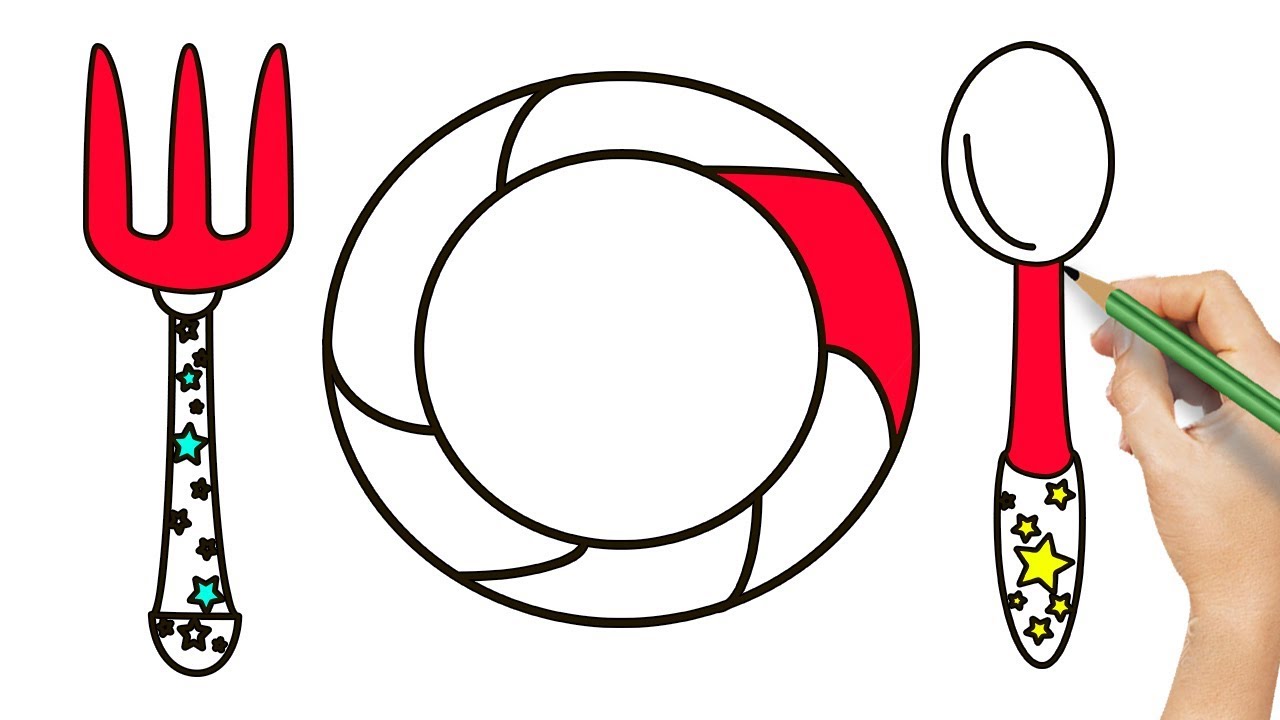 Ложка и вилка рисунок для детей