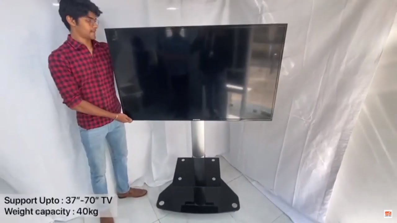 LUMI CONTEMPORARY HEIGHT ADJUSTABLE TV CART WITH GLASS SHELF | FS01G | GLASS & ALLUMINIUM