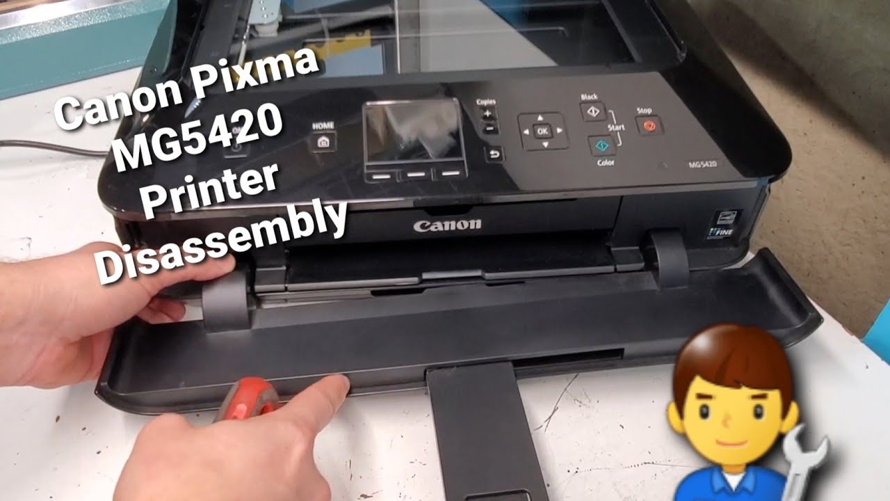 Canon Pixma MG5420 Disassembly - Taking Apart for Parts or to Fix Printer - YouTube