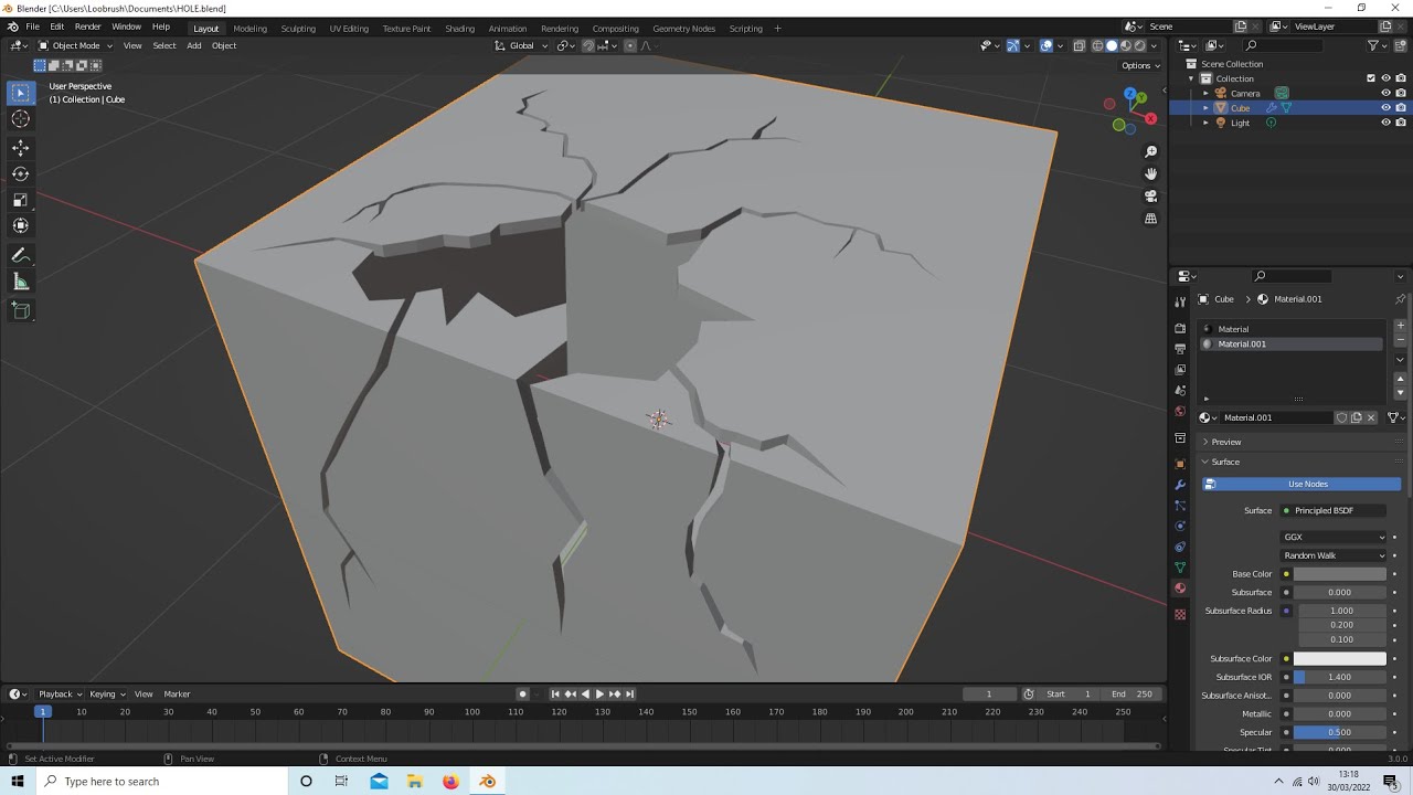 Blender 3 Tutorial: How To Create Random Shaped Holes And Cracks Through An  Object. - YouTube