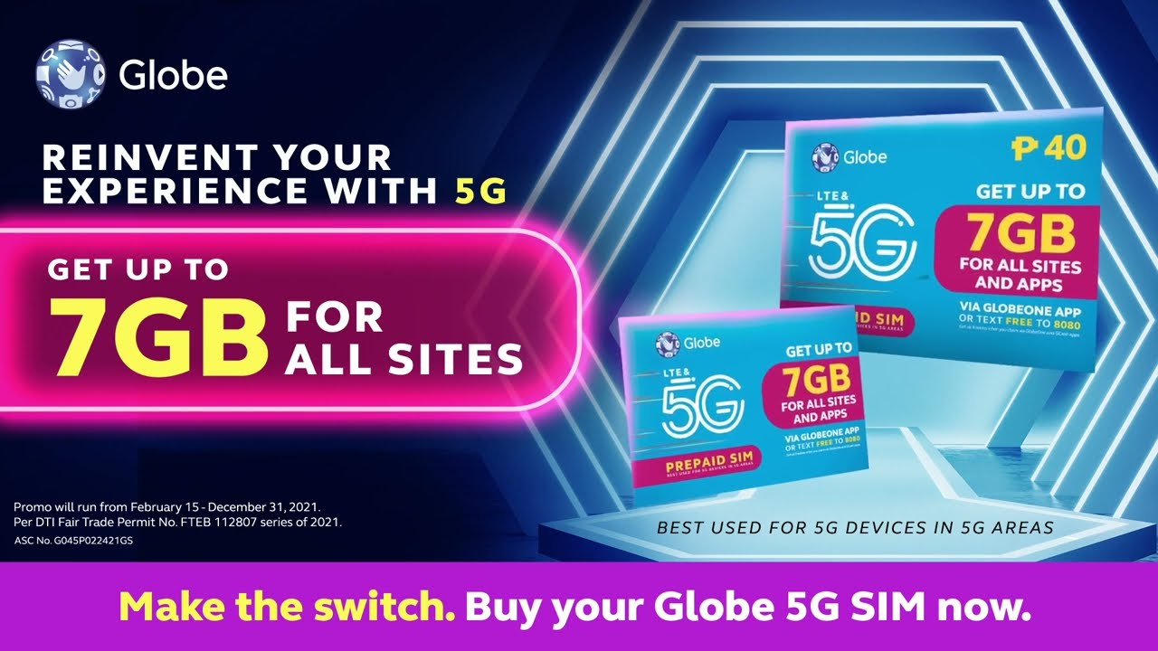 Globe Prepaid 5G SIM with free 7GB Data DVC 2021 15s (Philippines)