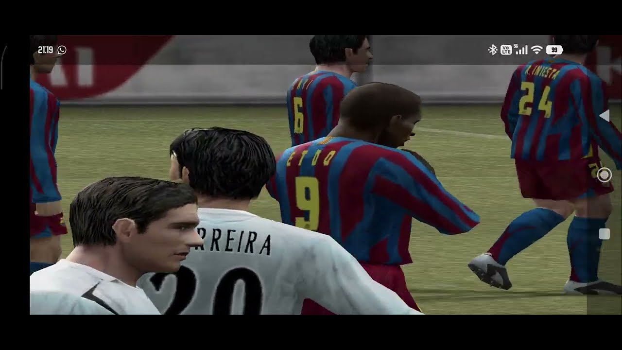 Jogando PS2 - Winning eleven 10 - Barcelona x Chelsea.