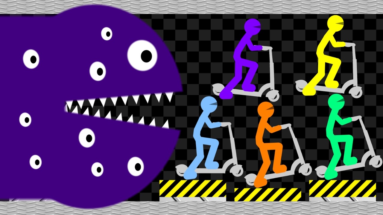 Survival Stickman Scooter Race - Escape From Purple Monster