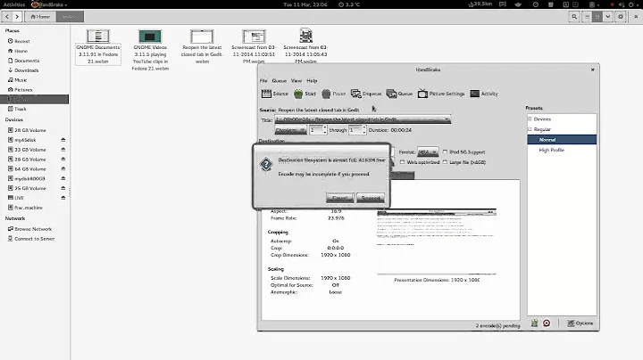 Batch convert video content with HandBrake in Fedora 20