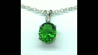 Green Helenite Oval Sterling Pendant