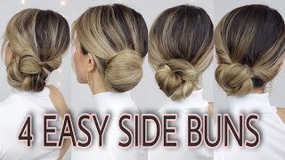 4 SIDE BUN HAIRSTYLES 🌸 medium & long hairstyles