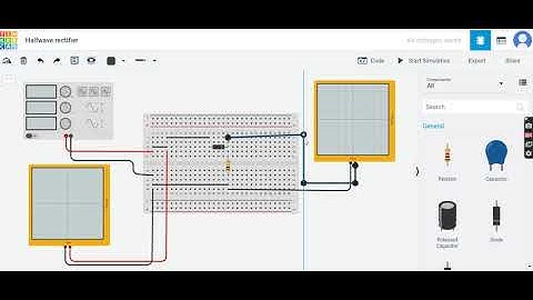 Half wave Rectifier Circuit simulation in TinkerCAD