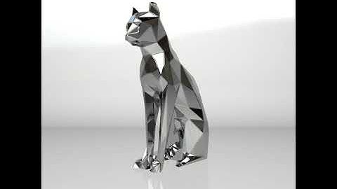 Template for DIY metal sculpture, Pattern of Cat low poly model in DXF and PDF Format Blueprints