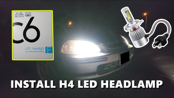 C6 12V H4 Car LED Headlight Cool White (Set of 2) : : Car &  Motorbike