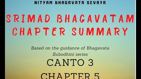 Srimad Bhagavatam Canto 3 Chapter 5  By HG Preethi Vilasini Mataji