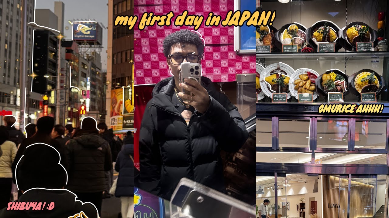 my first day in japan! 🍵 | traveling, shibuya visit, omurice taste test ‧₊˚🖇️✩ ₊˚⊹♡