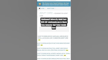 Shekhawati University Admit Card 2025 @ shekhauniexam.in Check Even Semester Hall Ticket#shekhawati