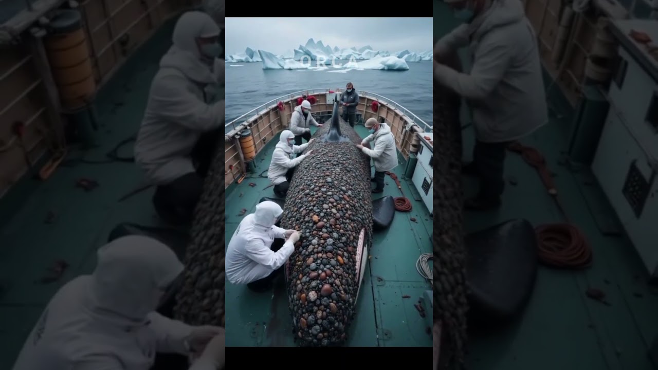 "Mysterious Stone-Covered Orca in the Icy Ocean 