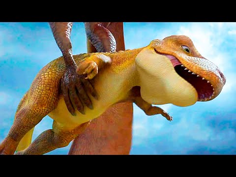 Видео: Слабый детеныш T-Rex вынужден сражаться с самым сильным королем динозавров.