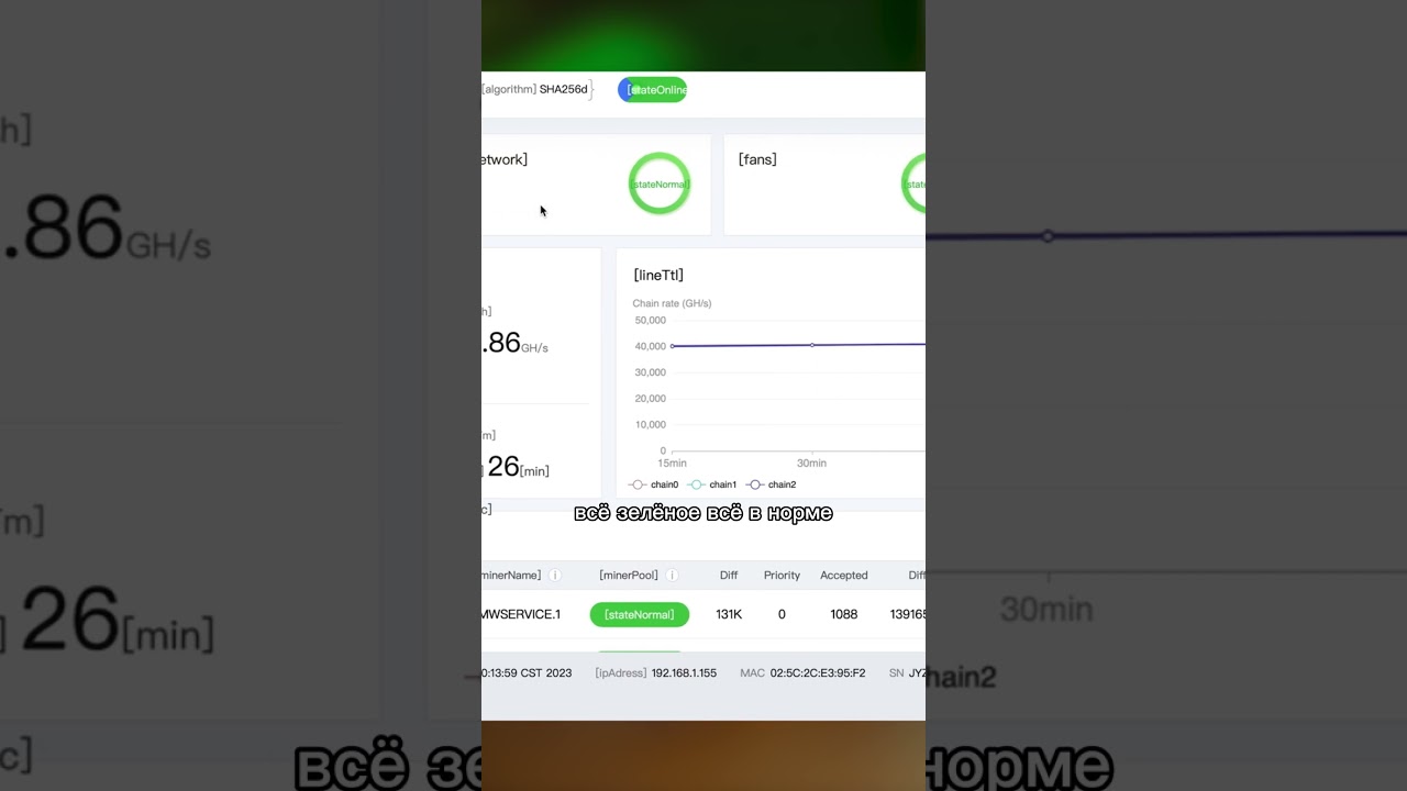 Результат работы майнера S19 K PRO за 1,5 часа | полная версия на канале