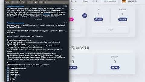 Axion Latest Updates and Hex2T Price Action Plus Hex Hits ATH and BTC Bullish! Perfect Timing 4 AXN!