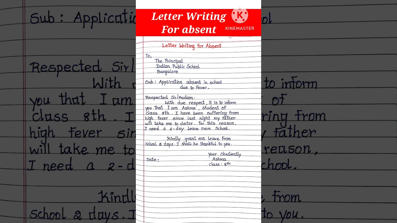 Letter writing on absent in school/ Application for absent in school due to fever #shorts