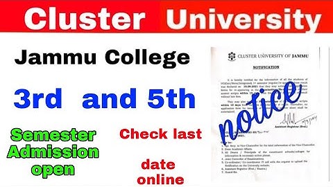 Jammu College 3rd and 5th sem admission open check last date